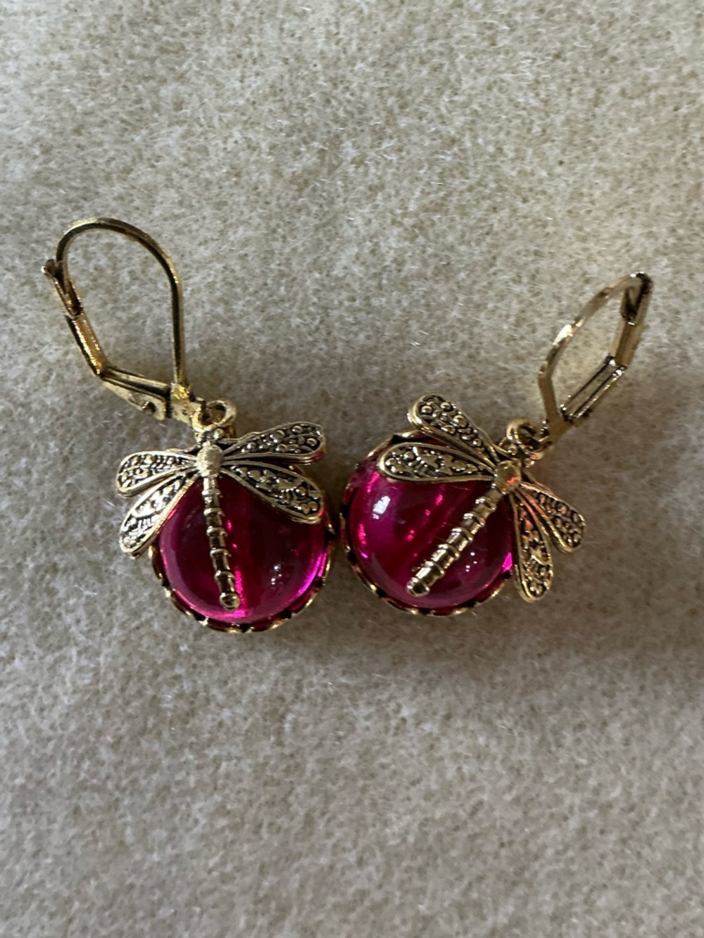 Golden Dragonfly Drop Earrings, choose your color!  4 to choose from.